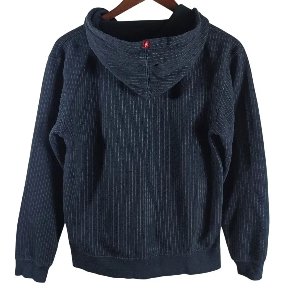 Vans Youth Boys L Zip Black Hoodie Pinstripe Logo Skater Streetwear Grunge Y2K
